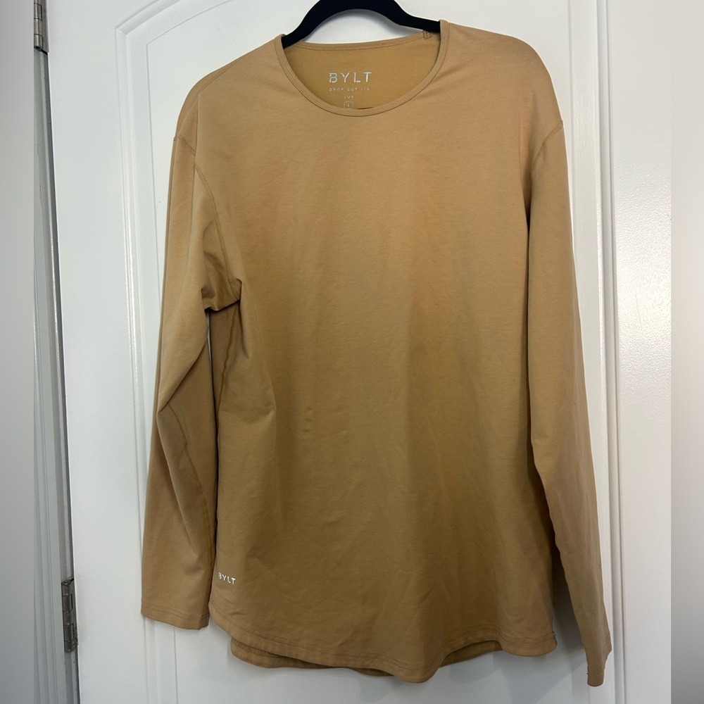 BYLT Drop Cut Lux Active Crewneck Long Sleeve Top size Large Athleisure minimal
